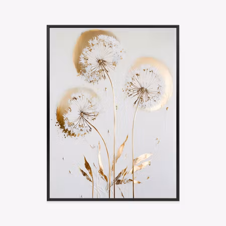 Poster med ram - Golden dandelions on a light