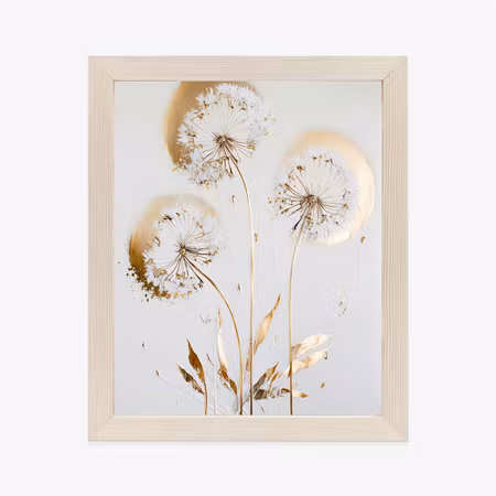 Poster med ram - Golden dandelions on a light