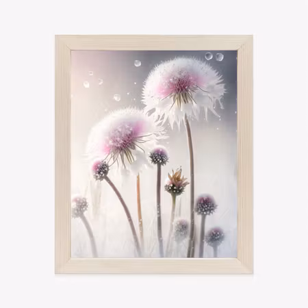 Poster med ram - Dandelions in snowflakes