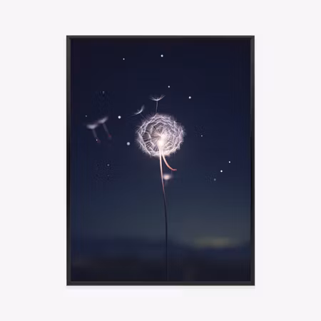 Poster med ram - Delicate dandelion against the