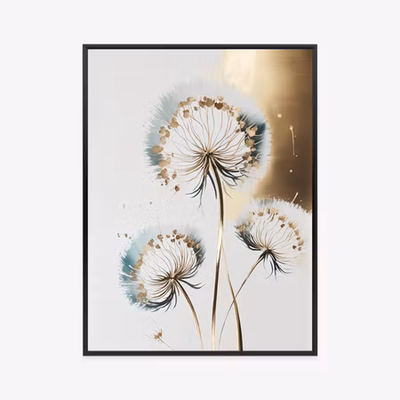 Poster med ram - Dandelions on a light background