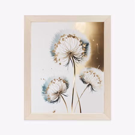 Poster med ram - Dandelions on a light background