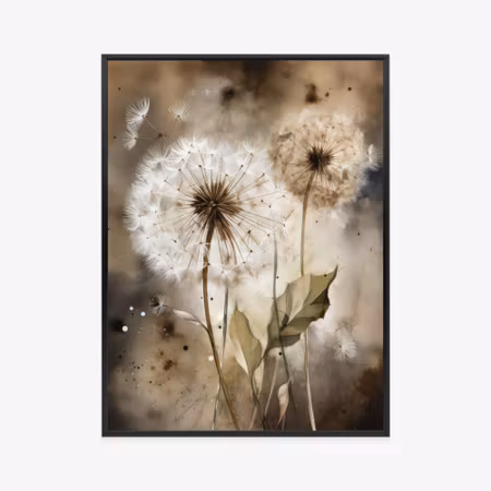 Poster med ram - Dandelions on blurry watercolor