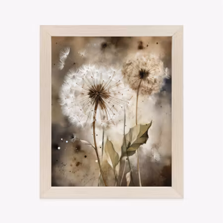 Poster med ram - Dandelions on blurry watercolor