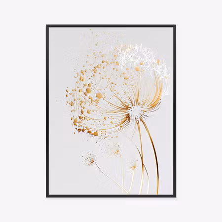 Poster med ram - Golden dandelion on a light
