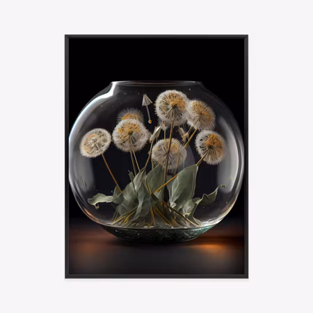 Poster med ram - Dandelions in a glass ball