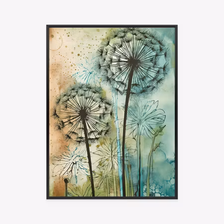 Poster med ram - Abstract dandelions on a