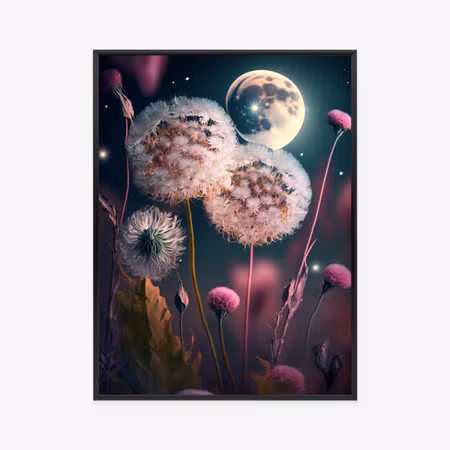 Poster med ram - Dandelions against the night sky