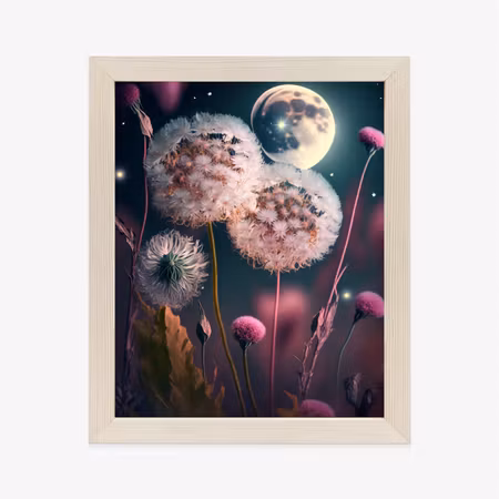 Poster med ram - Dandelions against the night sky