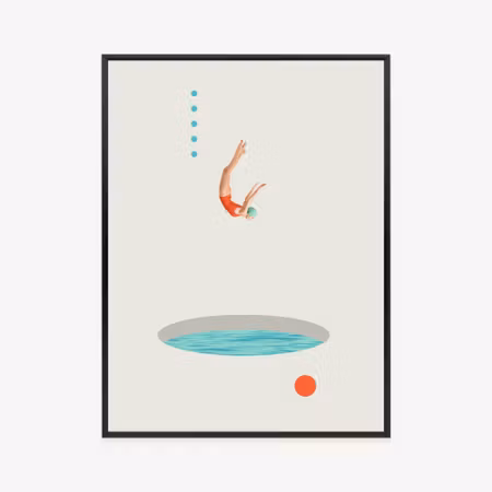 Poster med ram - Diving into the water artistic
