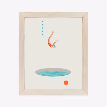 Poster med ram - Diving into the water artistic