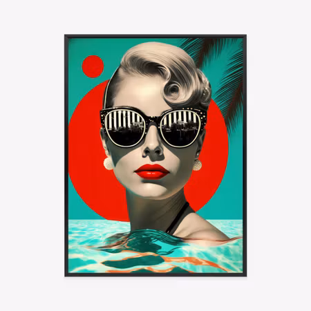 Poster med ram - Summer vibes - woman with red