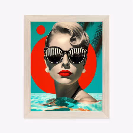 Poster med ram - Summer vibes - woman with red