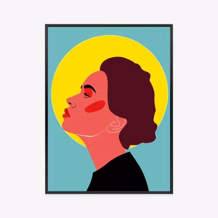 Poster med ram - Pensive woman - pop art retro