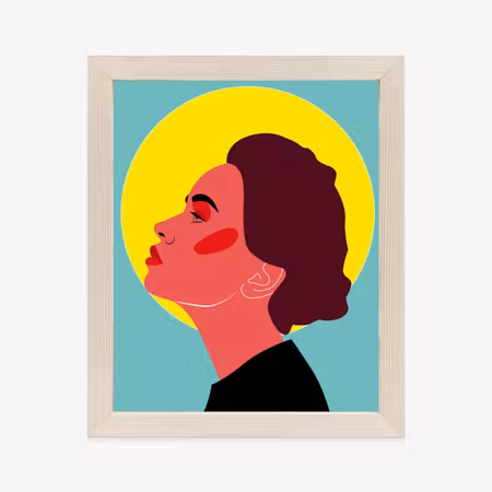 Poster med ram - Pensive woman - pop art retro