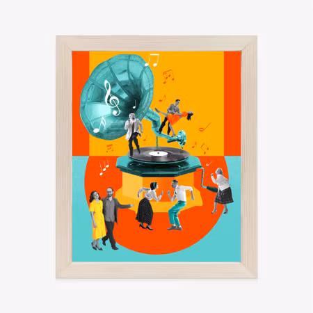 Poster med ram - Retro style party - multicolored