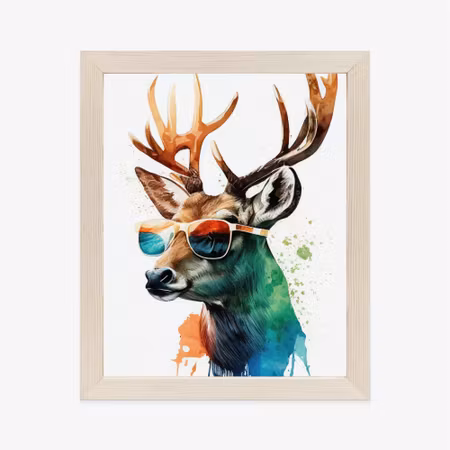 Poster med ram - Forest glade style - deer in