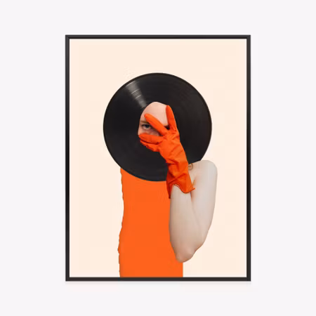 Poster med ram - Mind music on vinyl pop art