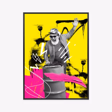 Poster med ram - Dj in the urban jungle - colorful