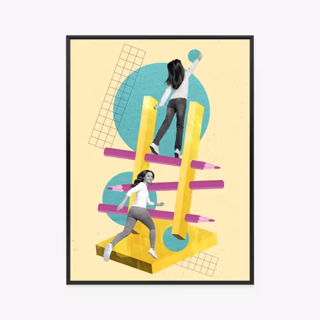 Poster med ram - Way to the top - collage in pop