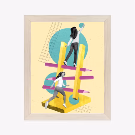 Poster med ram - Way to the top - collage in pop