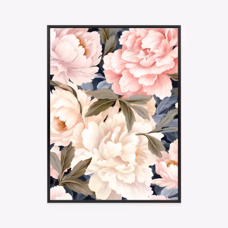 Poster med ram - Pastel peonies
