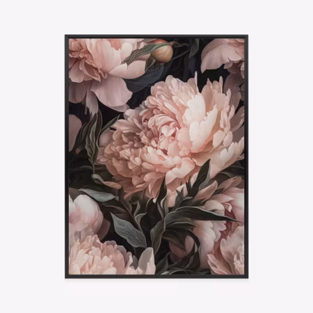 Poster med ram - A bouquet of pastel pink peonies