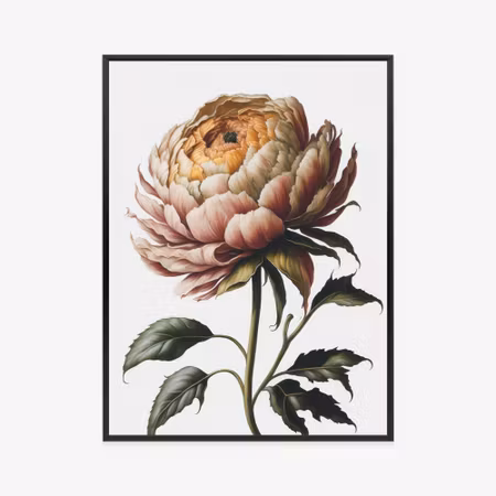 Poster med ram - Beautiful peony on a light