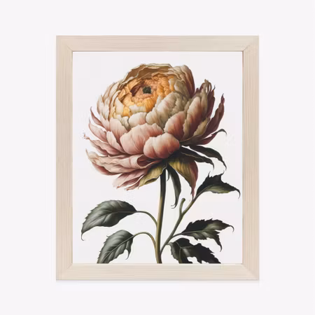 Poster med ram - Beautiful peony on a light