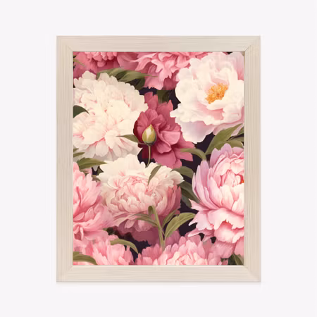 Poster med ram - Pink peonies romantic floral
