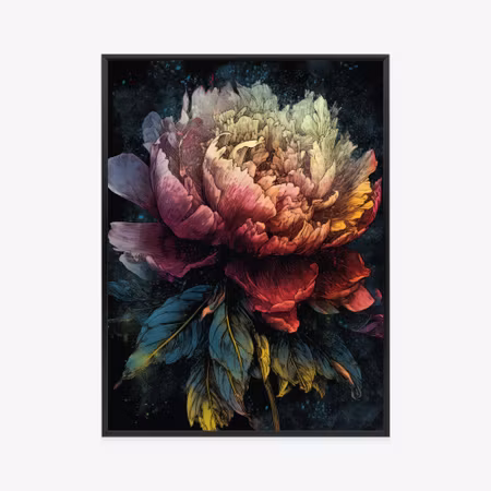 Poster med ram - Abstract peony on a dark