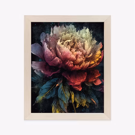Poster med ram - Abstract peony on a dark