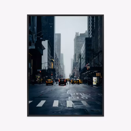 Poster med ram - Foggy new york in the morning