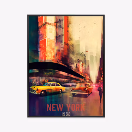 Poster med ram - Abstract painting of a street in