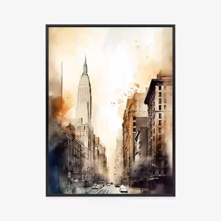 Poster med ram - Streets of new york watercolor in