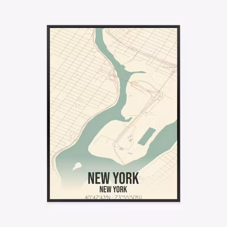 Poster med ram - New york map in retro style