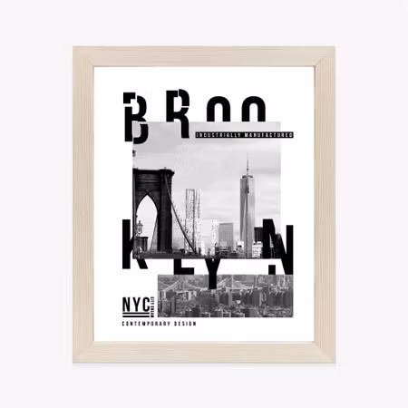 Poster med ram - Black and white collage brooklyn