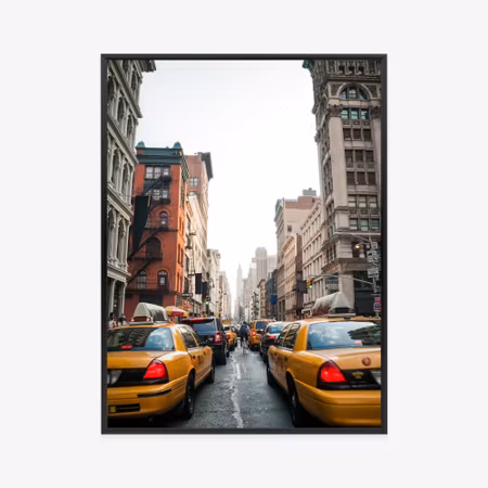 Poster med ram - Taxis on soho street new york
