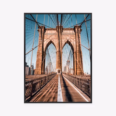 Poster med ram - Brooklyn bridge with blue sky in
