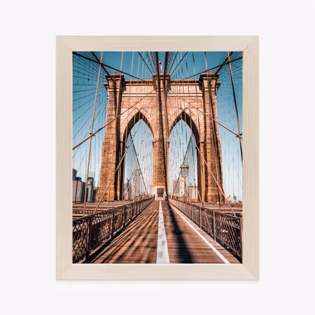 Poster med ram - Brooklyn bridge with blue sky in