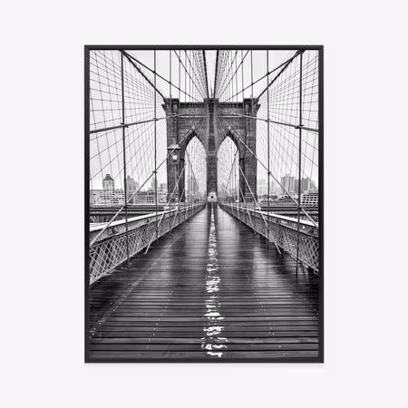 Poster med ram - Brooklyn bridge in black and