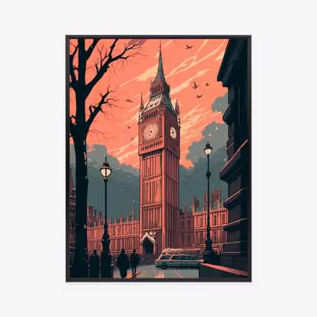 Poster med ram - Big ben in london comic