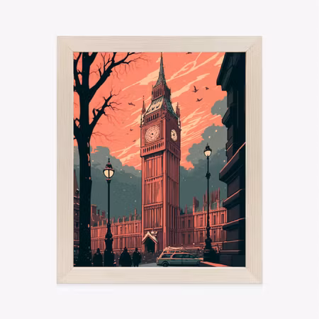 Poster med ram - Big ben in london comic