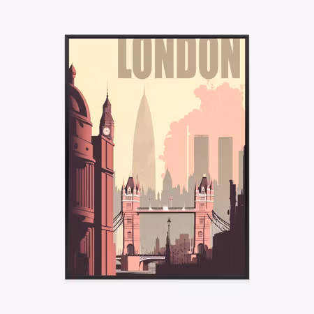 Poster med ram - London retro style illustration