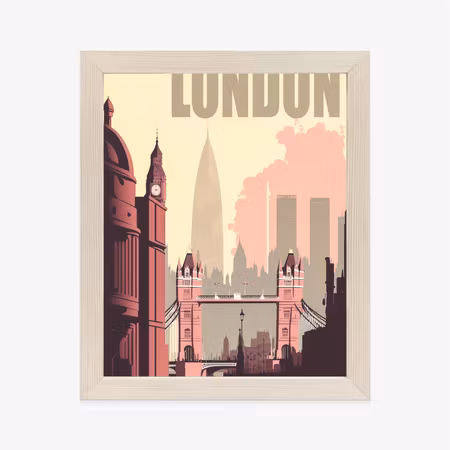 Poster med ram - London retro style illustration