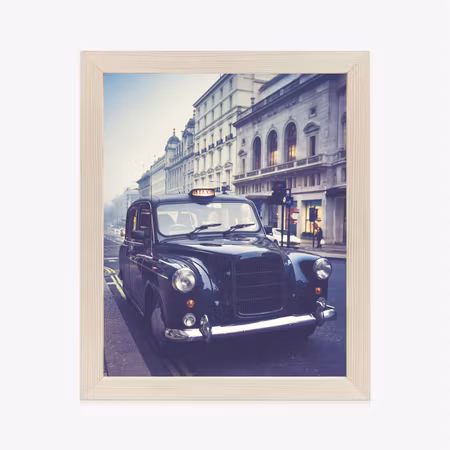 Poster med ram - Black retro style taxi