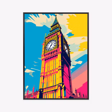 Poster med ram - Colorful big ben illustration