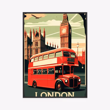Poster med ram - A red bus against the background