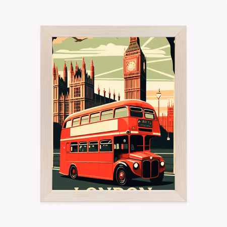 Poster med ram - A red bus against the background