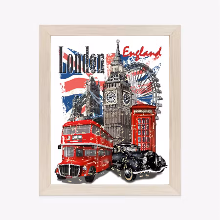 Poster med ram - London and famous tourist